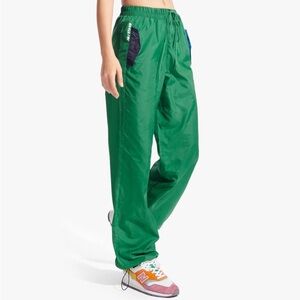 STAUD Green Track Pants with Navy Pocket Accents